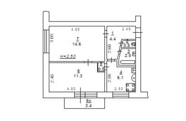 
  Продается 2-комн. квартира, 41.5 м², Ленина пр-кт, д. 150а
. Фото 1.