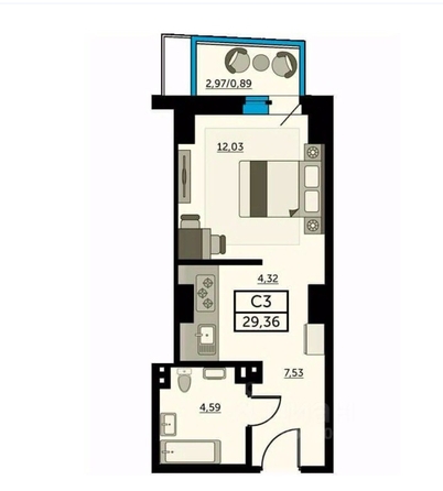 
  Продается студия, 29 м², 23-я линия ул, д. 54
. Фото 16.
