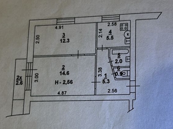 
  Продается 2-комн. квартира, 41.4 м², Крепостной пер, д. 132
. Фото 21.