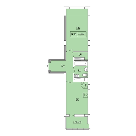 
  Продается 1-комн. квартира 44.62 м², в ЖК Гриновский, дом 2. Фото 1.