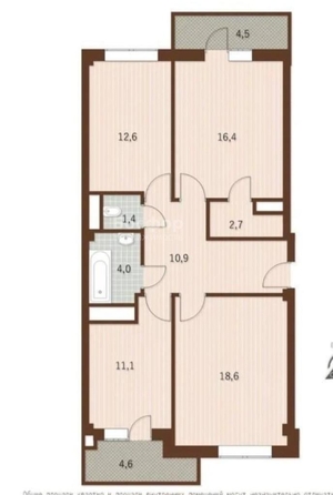 
  Продается 3-комн. квартира 86.4 м². Фото 15.