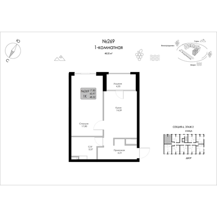 
  Продается 1-комн. квартира 48.32 м², в ЖК Долина Роз. Фото 2.