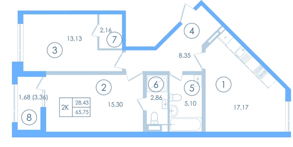
  Продается 2-комн. квартира 63.3 м², в ЖК Мойнако Ривьера, 1 очередь. Фото 1.