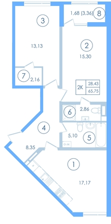 
  Продается 2-комн. квартира 65.75 м², в ЖК Мойнако Ривьера, 1 очередь. Фото 1.