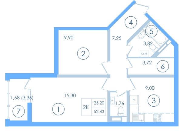 
  Продается 2-комн. квартира 49.7 м², в ЖК Мойнако Ривьера, 1 очередь. Фото 1.
