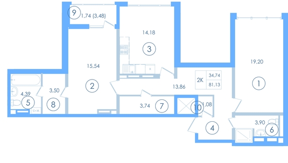 
  Продается 2-комн. квартира 80.2 м², в ЖК Мойнако Ривьера, 1 очередь. Фото 1.
