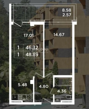 
  Продается апартамент 48.8 м². Фото 2.