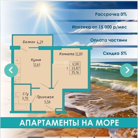 
  Продается апартамент 35.1 м². Фото 1.