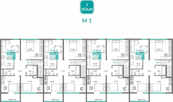 
  Продается 3-комн. квартира 72.39 м², в ЖК Горизонты 1. Фото 1.