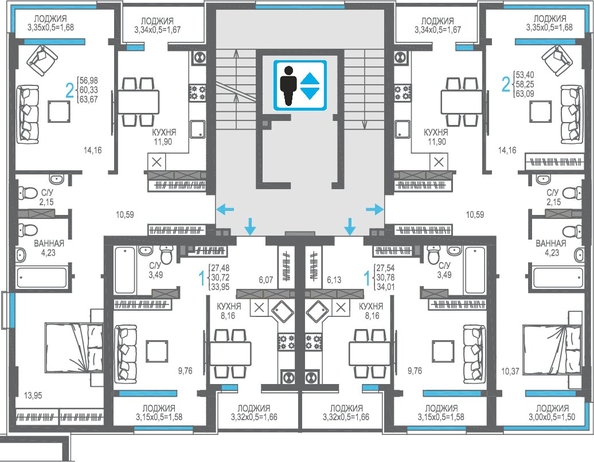 
  Продается 2-комн. квартира 58.25 м², в ЖК На Фонтанке. Фото 1.