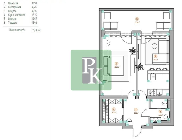 
  Продается апартамент 65.04 м². Фото 22.