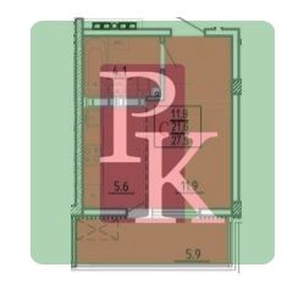 
  Продается 1-комн. квартира 27.5 м². Фото 23.