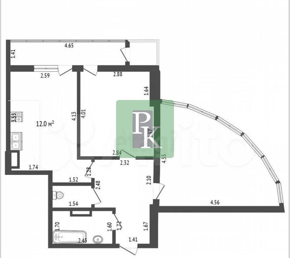 
  Продается 2-комн. квартира 56.4 м². Фото 12.