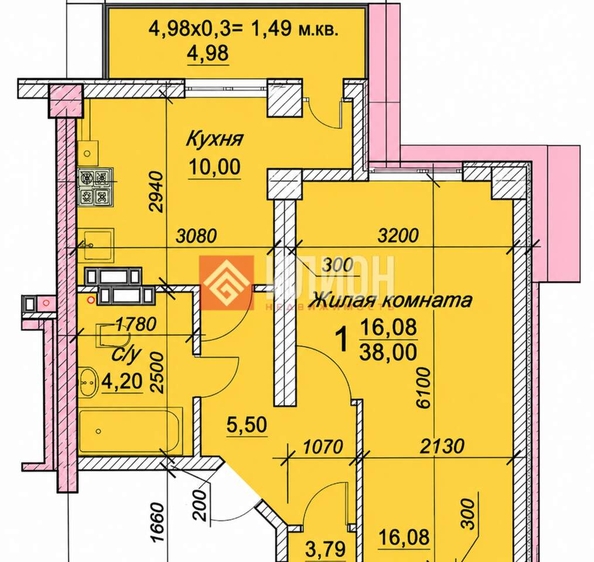 
  Продается 1-комн. квартира 38 м². Фото 6.