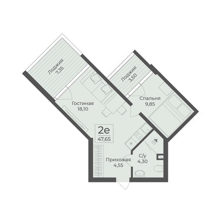 
  Продается апартамент 47.65 м², в АК Тамерун, корп 2. Фото 7.