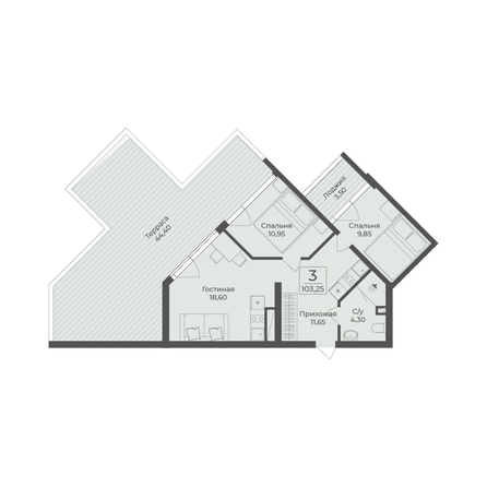 
  Продается апартамент 103.25 м², в АК Тамерун, корп 2. Фото 7.