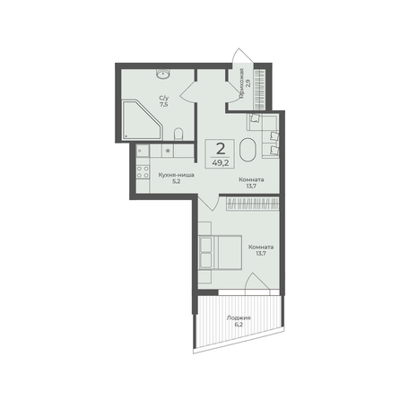 
  Продается апартамент 49.2 м², в АО Форос. Фото 2.