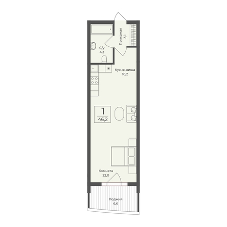 
  Продается апартамент 46.2 м², в АО Форос. Фото 2.