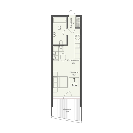 
  Продается апартамент 41.4 м², в АО Форос. Фото 2.