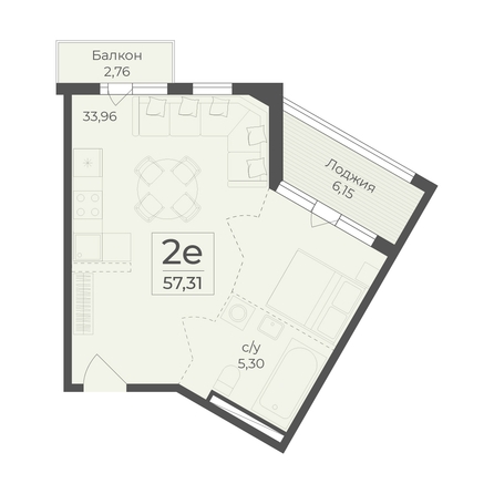 
  Продается 2-комн. квартира 57.31 м², в ЖК Ботаника, сек 1-2. Фото 2.
