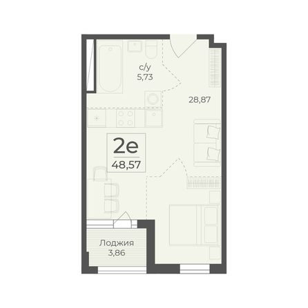 
  Продается 2-комн. квартира 48.57 м², в ЖК Ботаника, сек 1-2. Фото 2.