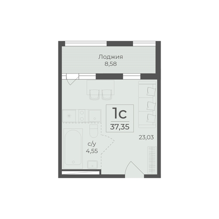 
  Продается 1-комн. квартира 37.35 м², в ЖК Ботаника, сек 1-2. Фото 2.