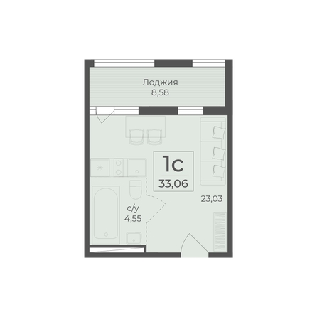 
  Продается 1-комн. квартира 33.06 м², в ЖК Ботаника, сек 1-2. Фото 2.