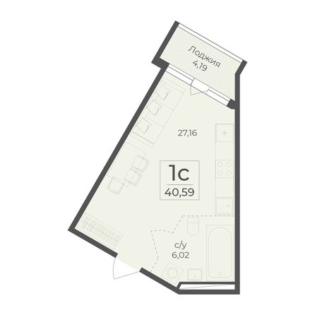 
  Продается 1-комн. квартира 40.59 м², в ЖК Ботаника, сек 3-4. Фото 2.
