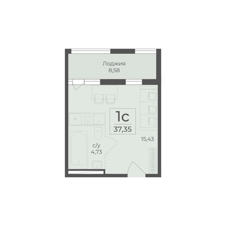 
  Продается 1-комн. квартира 37.35 м², в ЖК Ботаника, сек 3-4. Фото 2.