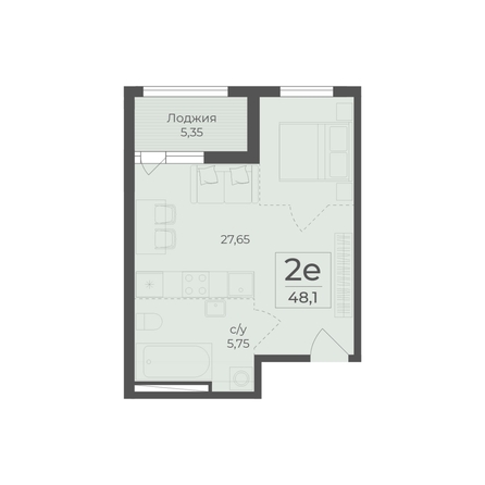 
  Продается 2-комн. квартира 48.1 м², в ЖК Ботаника, сек 3-4. Фото 2.