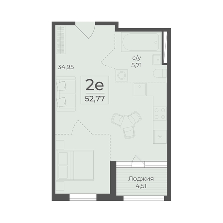 
  Продается 2-комн. квартира 52.77 м², в ЖК Ботаника, сек 5-6. Фото 2.