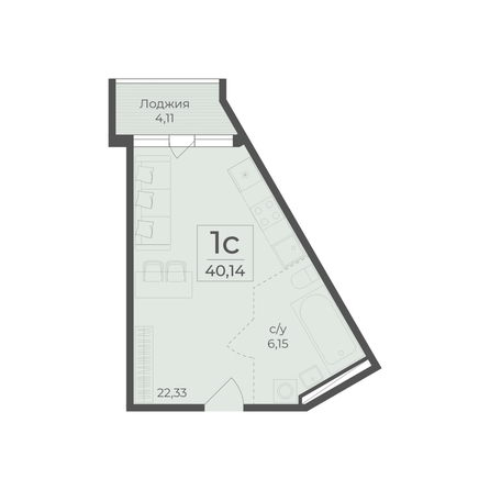 
  Продается 1-комн. квартира 40.14 м², в ЖК Ботаника, сек 5-6. Фото 2.
