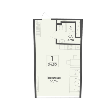 
  Продается апартамент 34.5 м², в АК Тамерун, корп 1. Фото 7.