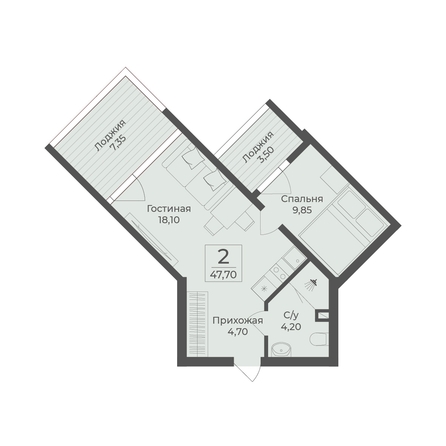 
  Продается апартамент 47.7 м², в АК Тамерун, корп 2. Фото 7.