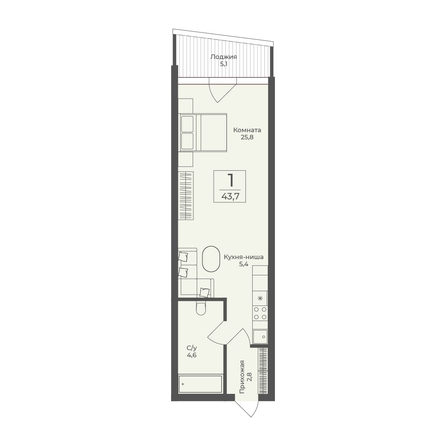 
  Продается апартамент 43.7 м², в АО Форос. Фото 2.
