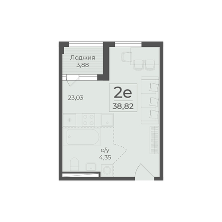 
  Продается 1-комн. квартира 38.82 м², в ЖК Ботаника, сек 1-2. Фото 2.