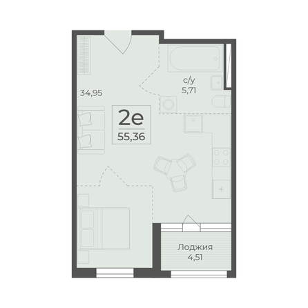 
  Продается 2-комн. квартира 55.36 м², в ЖК Ботаника, сек 5-6. Фото 2.
