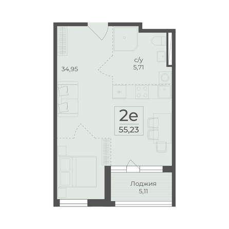 
  Продается 2-комн. квартира 55.23 м², в ЖК Ботаника, сек 5-6. Фото 2.