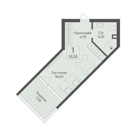 
  Продается апартамент 35.35 м², в АК Тамерун, корп 2. Фото 7.