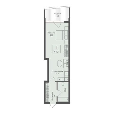 
  Продается апартамент 44.4 м², в АО Форос. Фото 2.