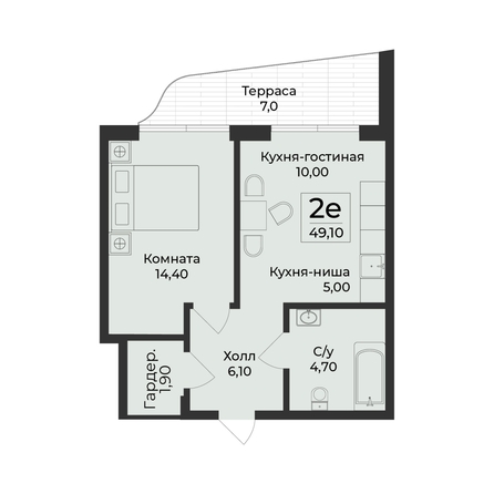 
  Продается 2-комн. квартира 49.1 м², в ЖК Нега. Фото 2.