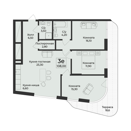 
  Продается 4-комн. квартира 108 м², в ЖК Нега. Фото 2.