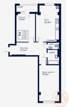 
  Продается 2-комн. квартира 71.9 м². Фото 14.