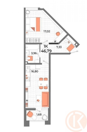 
  Продается 1-комн. квартира 46.7 м², в ЖК Мойнако Ривьера, 1 очередь. Фото 27.