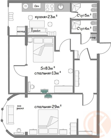 
  Продается 2-комн. квартира 80.2 м². Фото 19.