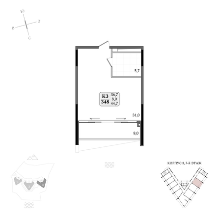 
  Продается апартамент 44.7 м², в АК Летто. Фото 1.
