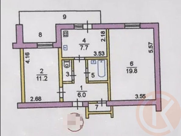 
  Продается 2-комн. квартира 53.2 м². Фото 3.
