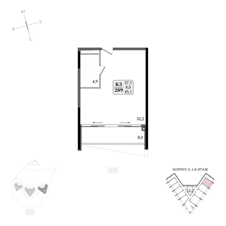 
  Продается апартамент 45.1 м², в АК Летто. Фото 1.