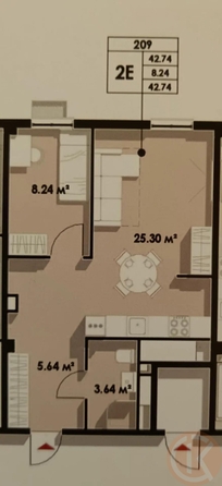 
  Продается апартамент 42.74 м². Фото 1.
