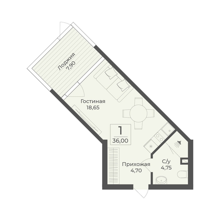 
  Продается апартамент 36 м², в АК Тамерун, корп 2. Фото 7.